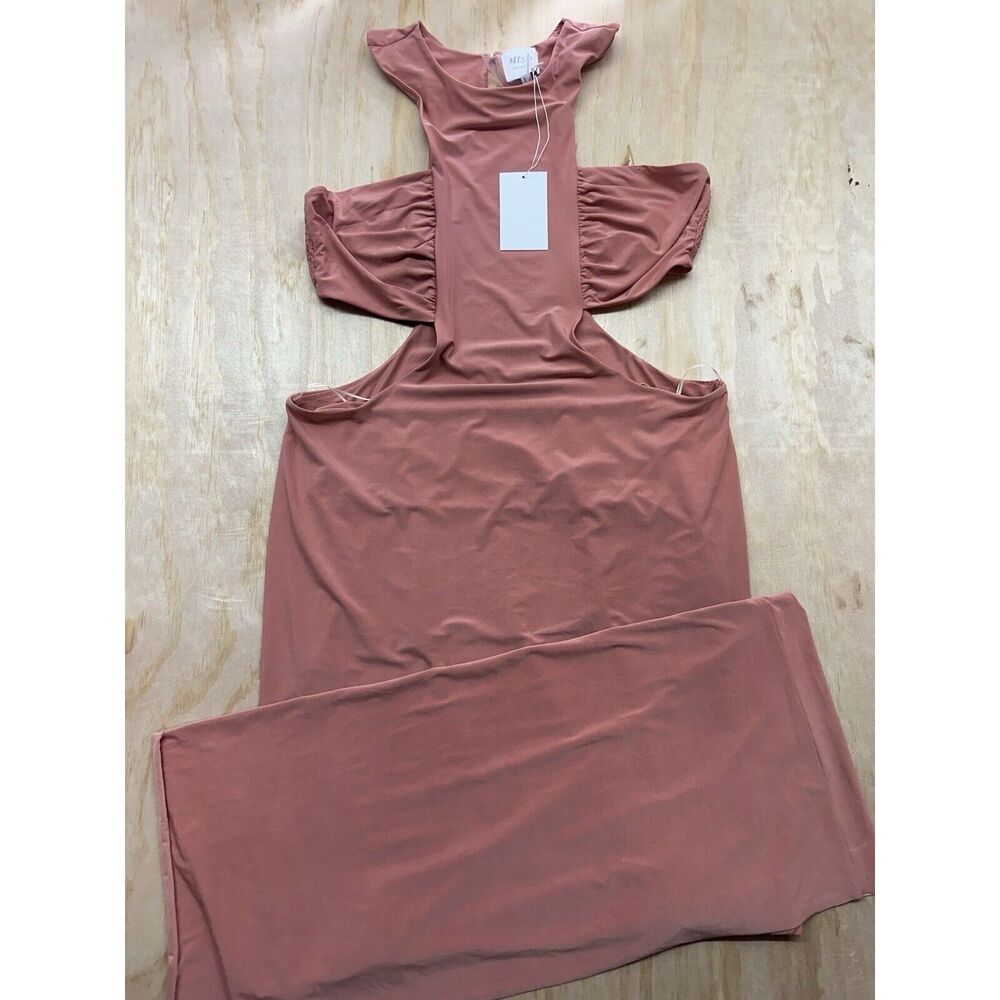 Misa Los Angeles Cut Out Dress XL Jersey Knit Maxi New! Pink Body Con